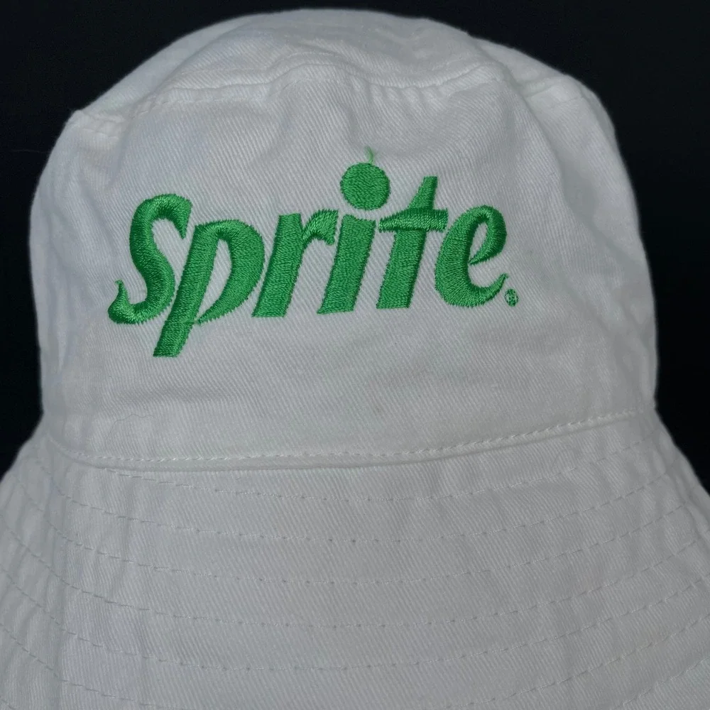 Hit Sprite Bucket Hat Unisex OS White Green Embroidered Logo Cotton Retro